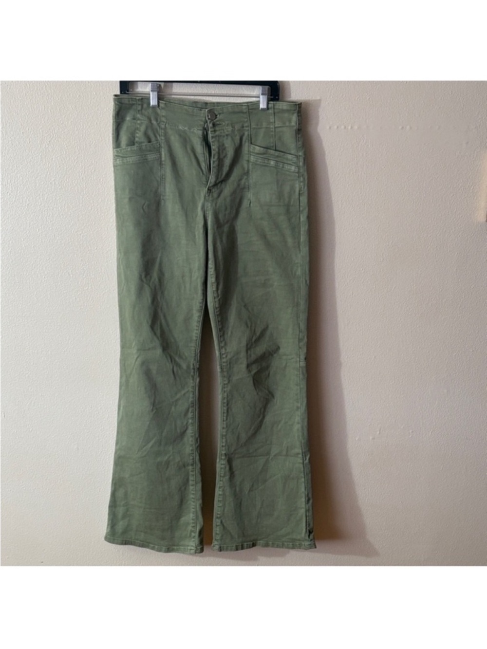 Altar'd State Olive Utility Flare Jeans